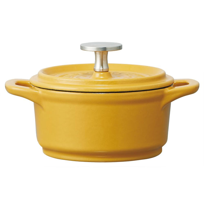 Skater Ih Cocotte Pot 12Cm Double Handled Iron Enameled Pumpkin Yellow