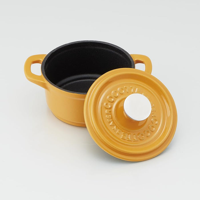 Skater Ih Cocotte Pot 12Cm Double Handled Iron Enameled Pumpkin Yellow