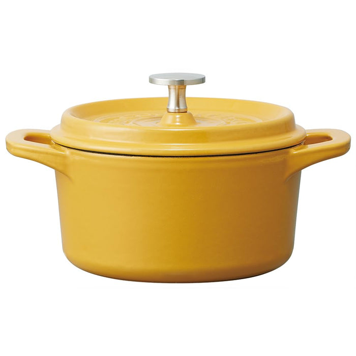 Skater Pumpkin Yellow 16cm Enameled Iron Double Handle Cocotte Pot IH Compatible