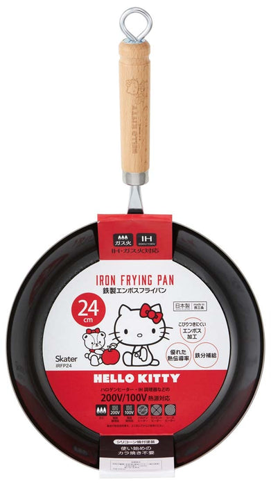 Skater Iron Embossed Frying Pan 24Cm Hello Kitty Sanrio Japan Made IRFP24-A