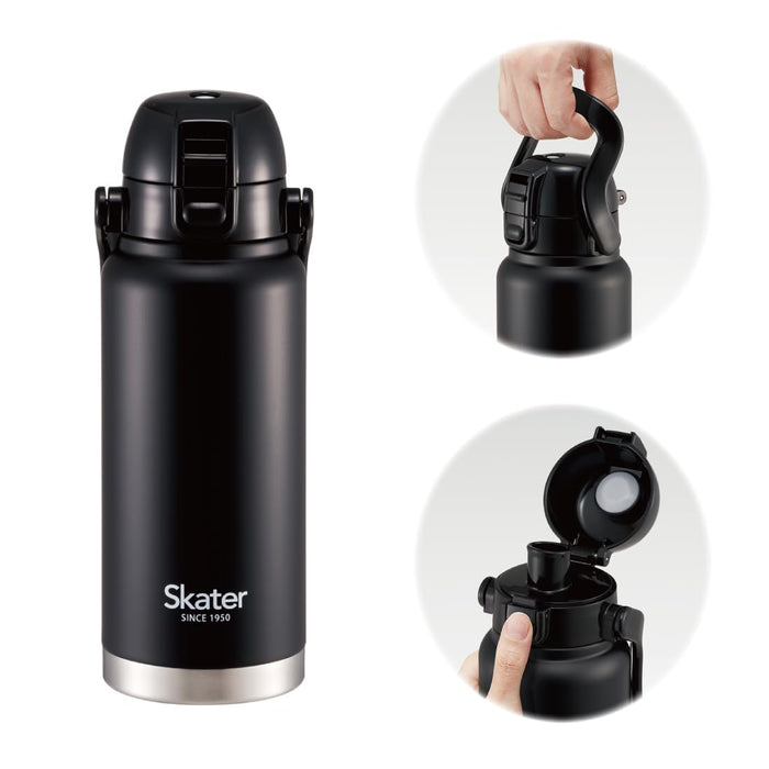 Skater 800ml Black Stainless Steel Water Bottle with Handle