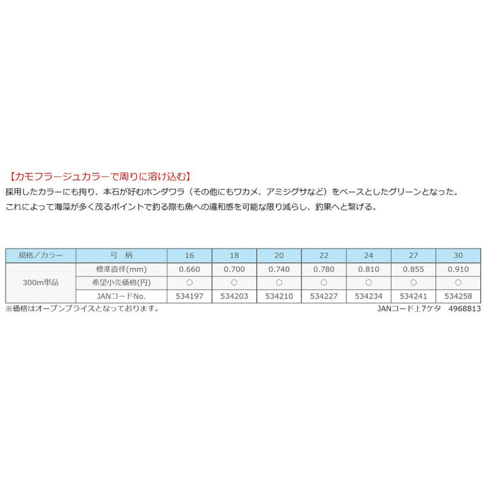 Sunline尼龍線300M 24號海藻綠高級釣魚線