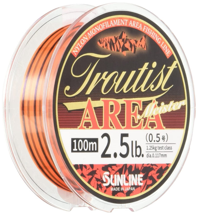 Sunline Nylon Line Troutist Area Meister 100M 0.5 2.5Lb Flash Orange