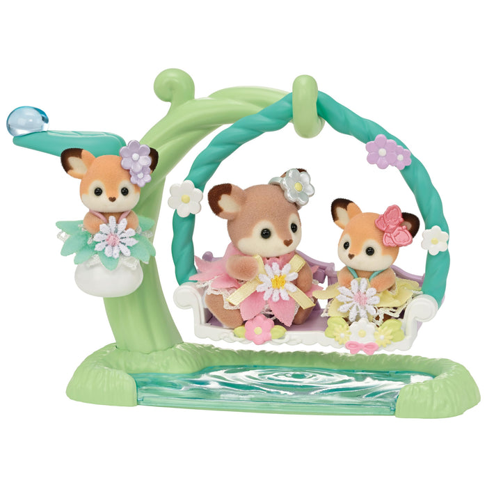 Epoch Sylvanian Families Deer Waterside Swing Set St Mark Certified Dollhouse for Age 3+