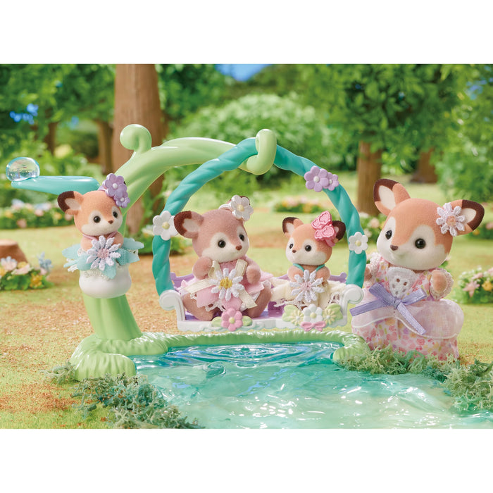 Epoch Sylvanian Families Deer Waterside Swing Set St Mark Certified Dollhouse for Age 3+