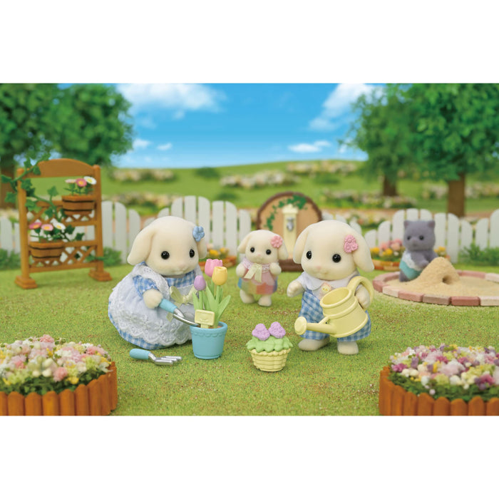 Epoch Sylvanian Families Flora Rabbit Siblings Doll & Furniture Set Toy Dollhouse for Ages 3+