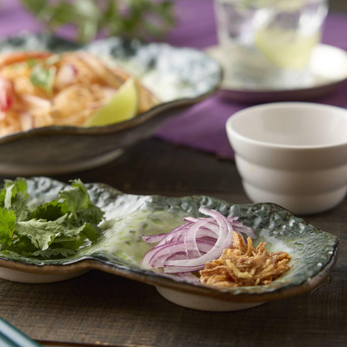 Tamaki Kanade 2-Piece Small Blue Mino Ware Plate Set Microwave Safe-Kiichin - The #1 Place for Japanese Goods in Your Hand!