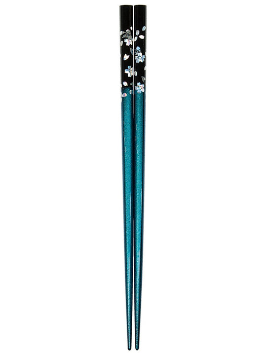 Tanaka-Hashi Wakasa Lacquer Chopsticks Silver Sakura Blue 22.5Cm-Kiichin - The #1 Place for Japanese Goods in Your Hand!
