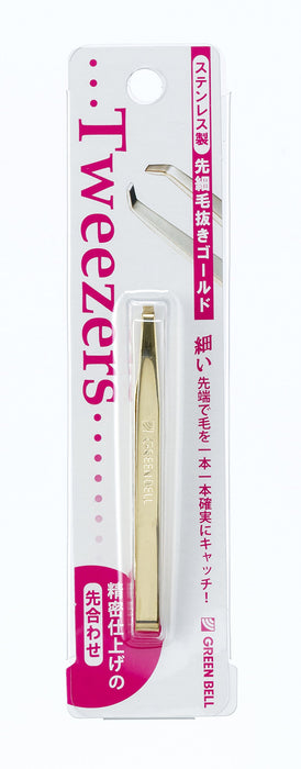 Green Bell Craftsmanship Tapered Tweezers Gold PSG-041 Precision Tool