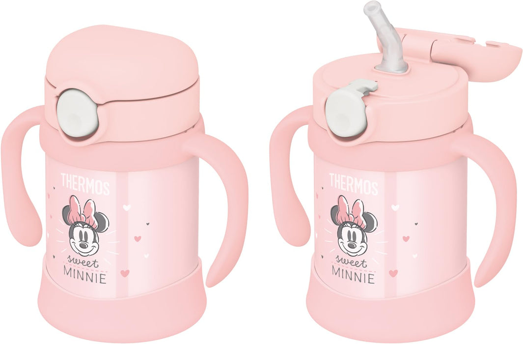 Thermos Vacuum Baby Straw Mug 250Ml Pastel Pink Minnie Mouse Insulated