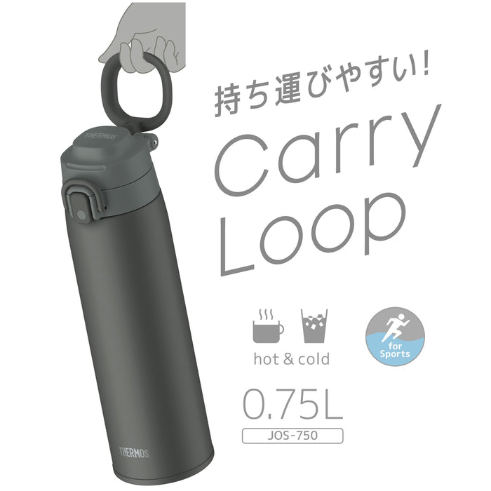 Thermos 750ml Vacuum Insulated Water Bottle with Carry Loop Dark Gray-Kiichin - The #1 Place for Japanese Goods in Your Hand!
