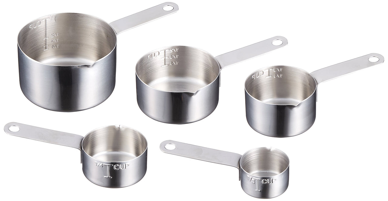Endo Shoji Stainless Steel Measuring Cup Set 5-Piece 18-10 Kitchen Helper-Kiichin - The #1 Place for Japanese Goods in Your Hand!