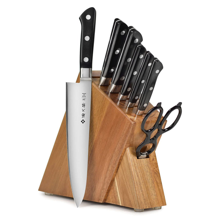 Tojiro Dp Slim Acacia 8-Piece Knife Block Set - Premium Japanese Cutlery