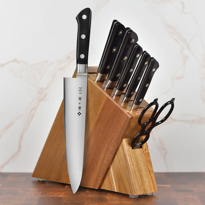 Tojiro Dp Slim Acacia 8-Piece Knife Block Set - Premium Japanese Cutlery