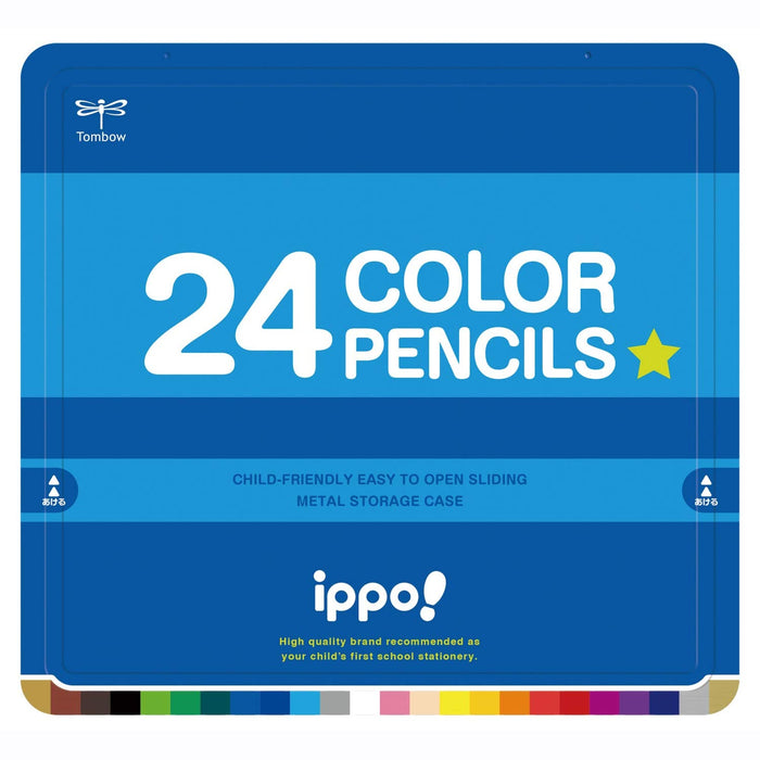 Tombow Ippo Colored Pencil Set 24 Colors Plain Blue Slide Can - Tombow Art Supplies