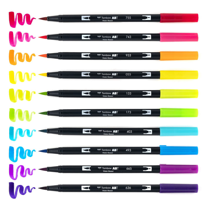 Tombow Bright 双头毛笔 10 支装 - 正品 Tombow 进口商品