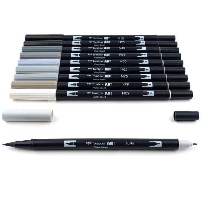 Tombow Gray Scale Dual Brush Pens Pack of 10 - Imported Tombow Product