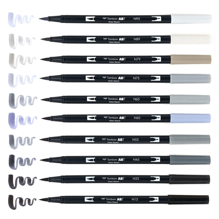 Tombow 灰階雙毛筆 10 支裝 - 進口 Tombow 產品