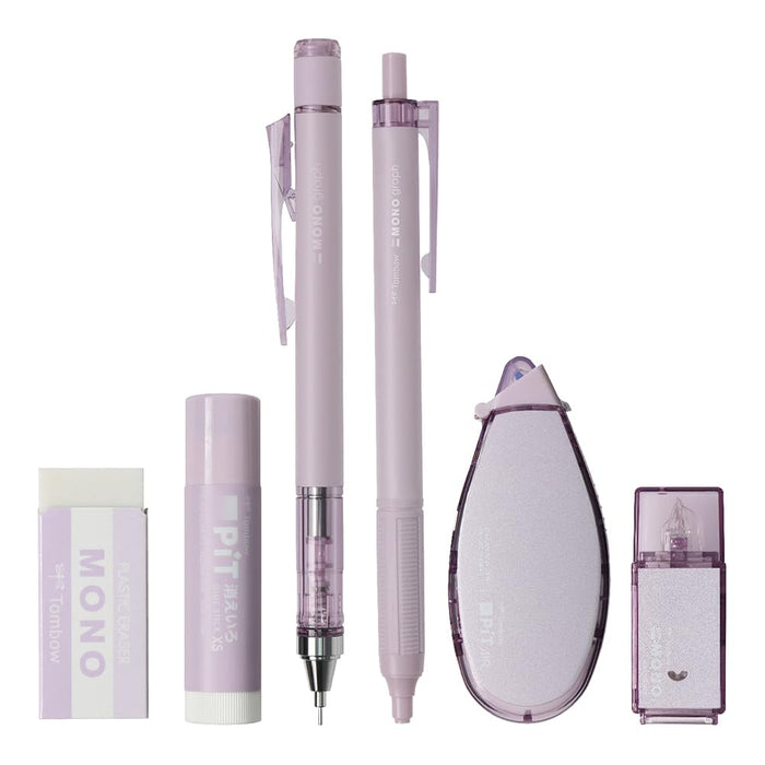 Tombow Mono Pit Mechanical Pencil Set 0.5mm 6 Pieces Ash Mauve