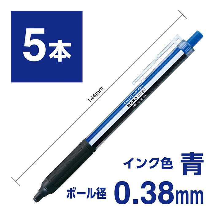 Tombow Monograph Light 0.38mm Blue Ink Ballpoint Pen Mono Color Axis 5 Pack