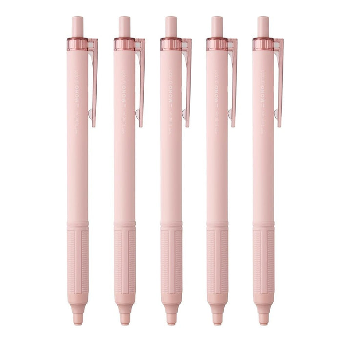 Tombow 5-Pack Monograph 0.5mm Light Ballpoint Pen Black Ink Smoky Pink Shaft-Kiichin - The #1 Place for Japanese Goods in Your Hand!