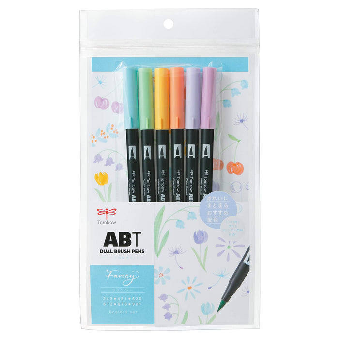 Tombow Dual Brush Pen Set 6 Vibrant Colors - Fancy AB-T6CFN Pencil Brush Pen