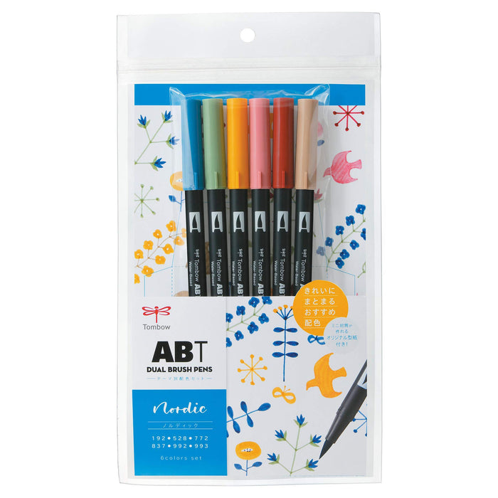 Tombow 6-Color Nordic Set AB-T6CNR Dual Brush Pen and Pencil Brush