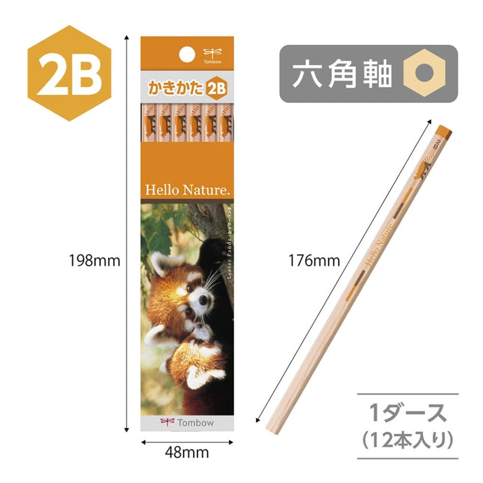 Tombow 2B Red Panda Drawing Pencil Hello Nature Edition Pack of 12