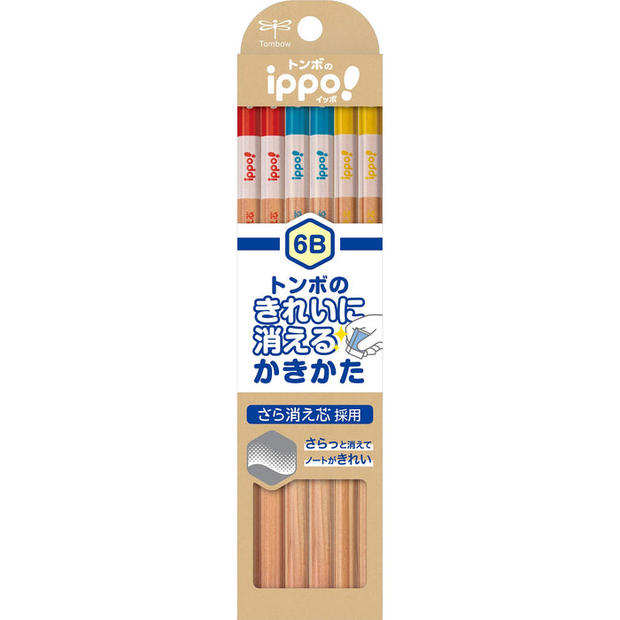 Tombow Ippo 可擦鉛筆 6B 自然色 1 打裝高品質書寫