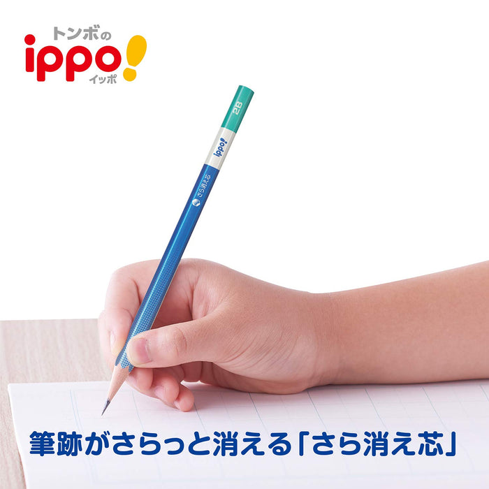 Tombow Ippo 2B 橡皮擦铅笔 6 件套（带蓝色橡皮擦）