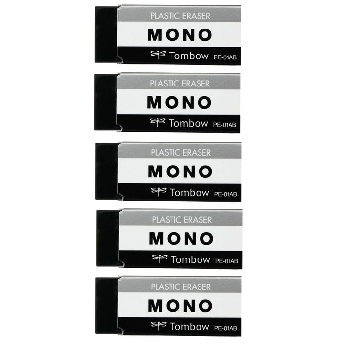 Tombow Mono Eraser Pencil PE01 Black Pack of 5 Pieces-Kiichin - The #1 Place for Japanese Goods in Your Hand!