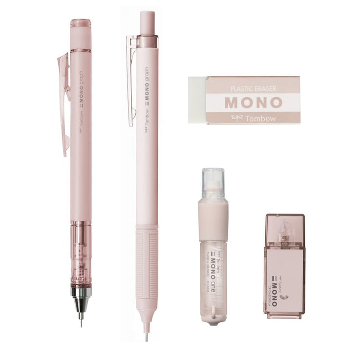 Tombow Mono Mineral Stationery Set Shell Beige Mechanical Pencils 0.3mm & 0.5mm 2 Erasers Correction Tape