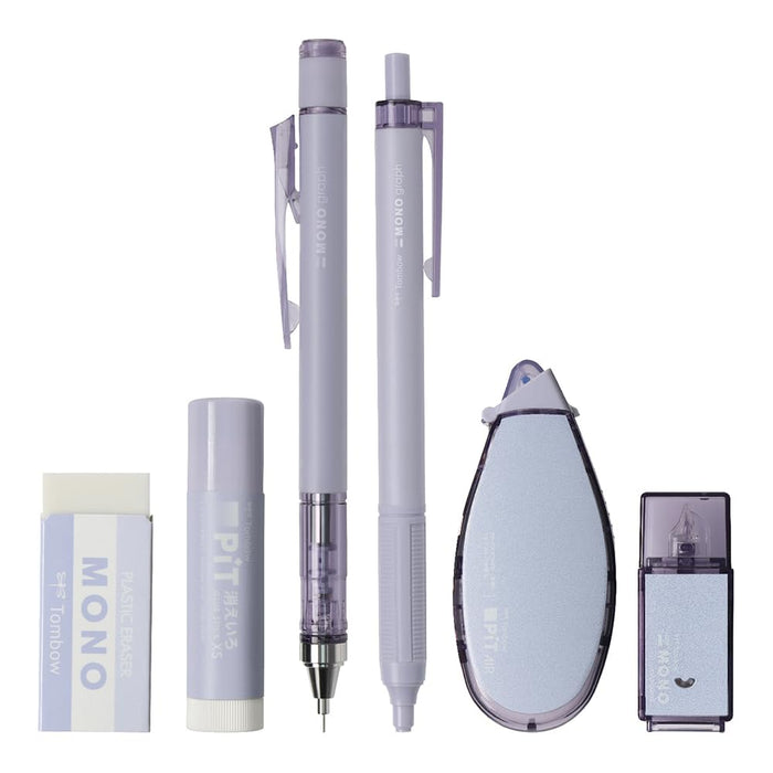 Tombow Mono Pit 鉛筆組 0.3 毫米 6 件灰色和薰衣草機械文具