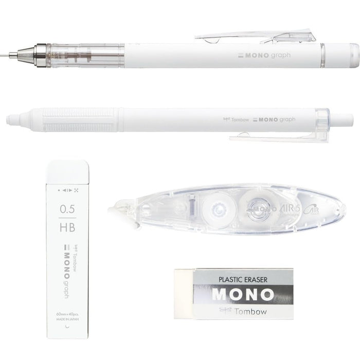 Tombow Mono Grayscale Stationery Set Mechanical Pencil Pen Lead Eraser Correction Tape