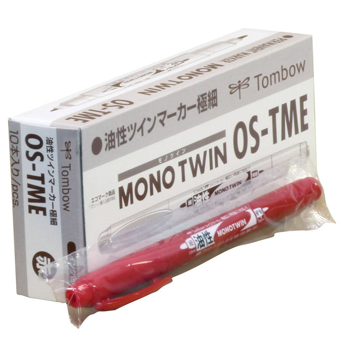 Tombow Mono Twin Oil Pen Extra Fine Red Pack of 10 Pencils