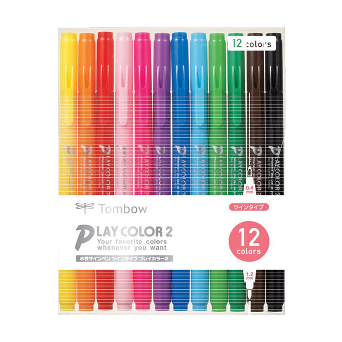 Tombow Play Color 2 水性簽名筆套裝 12 色 - GCB-011