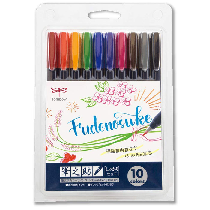 Tombow Fudenosuke Water-Based Signature Pen 10-Color Set Well Tailored