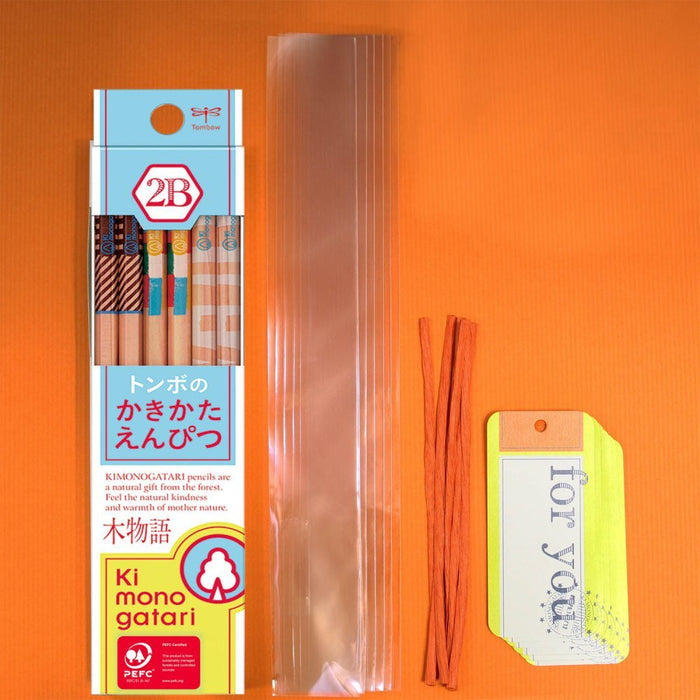 Tombow 2B Small Drawing Pencil with Light Blue Pattern - Wood Story Gift Edition