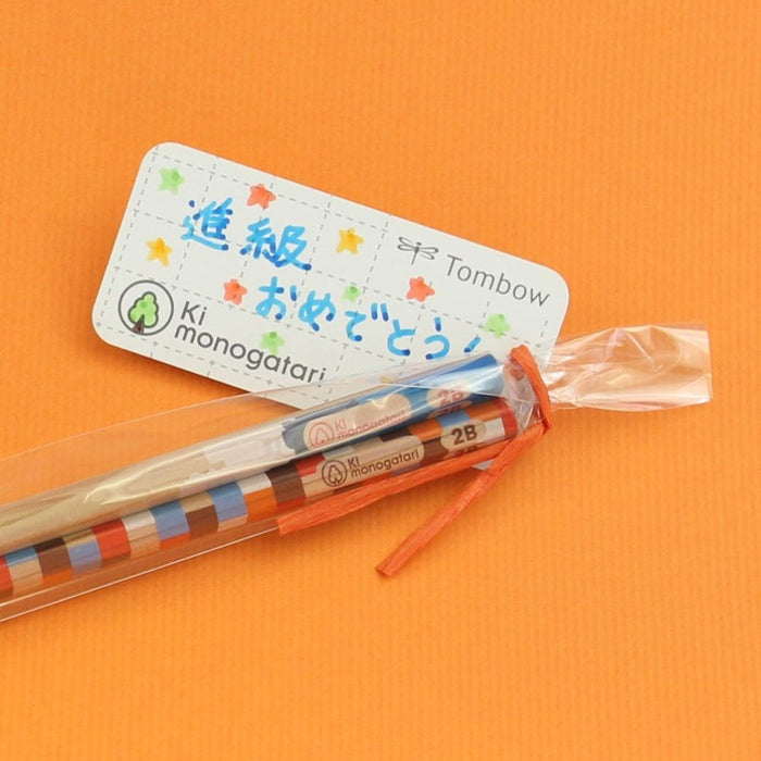 Tombow 2B Small Drawing Pencil with Light Blue Pattern - Wood Story Gift Edition