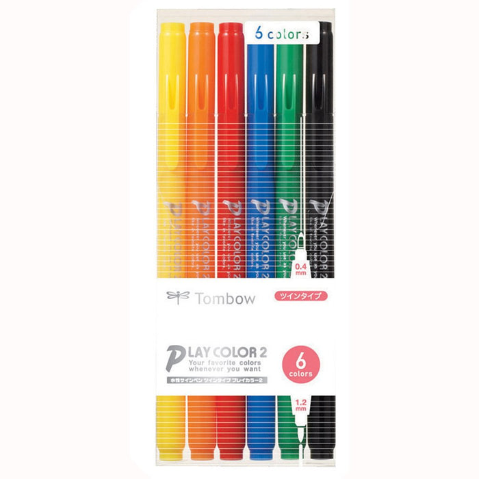 Tombow Play Color 2 Signature Pen Water-Based 6 Colors Pack - Gcb-611