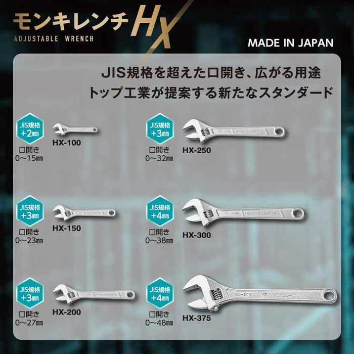 Top Kogyo Monkey Wrench 0-32mm Forged Heat Treated HX-250-H Japan Made-Kiichin - The #1 Place for Japanese Goods in Your Hand!