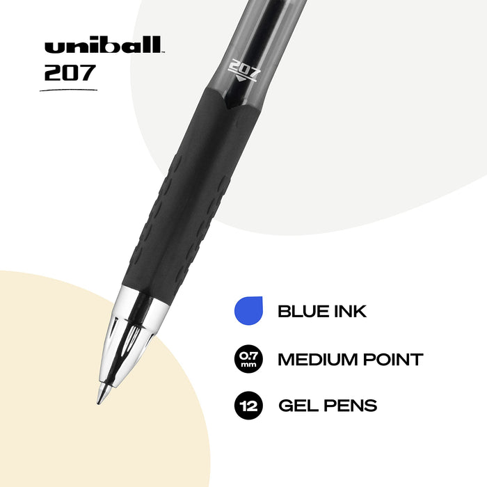 三菱鉛筆 Uni-Ball 207 藍色中尖可伸縮中性筆 24 克拉