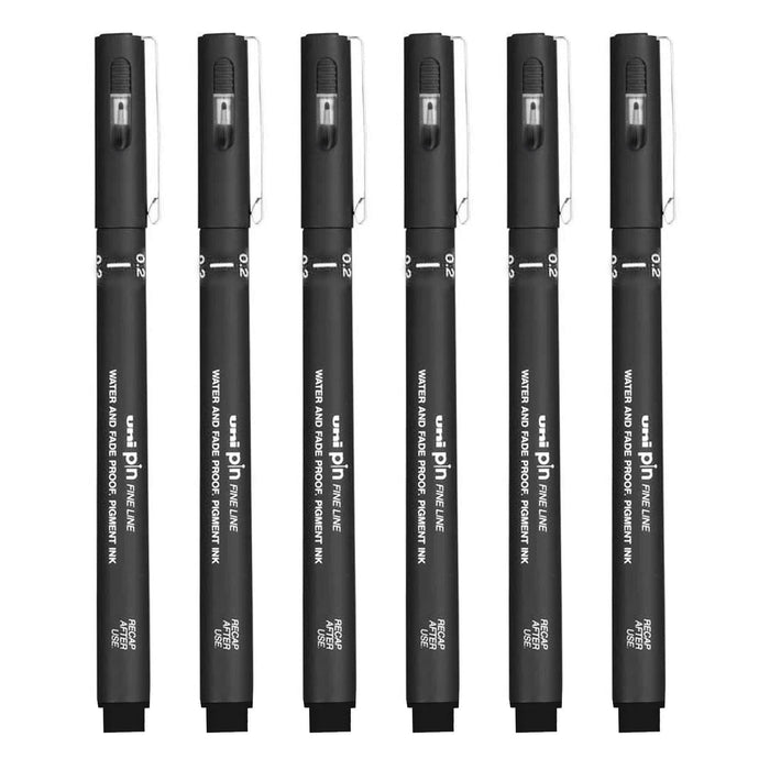 Mitsubishi Pencil Uni Ballpin Black 0.2mm Technical Drawing Marker Pens Box of 12