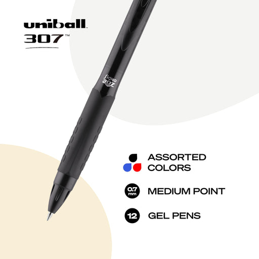 Mitsubishi Pencil Uni-Ball 307 Medium Point Gel Pen Assorted Colors Box of 12-Kiichin - The #1 Place for Japanese Goods in Your Hand!