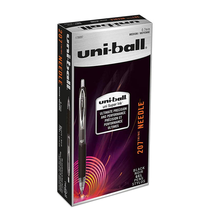 Mitsubishi Pencil Uni-Ball 207 Medium Point 0.7mm Black Retractable Gel Pen 24 Pcs