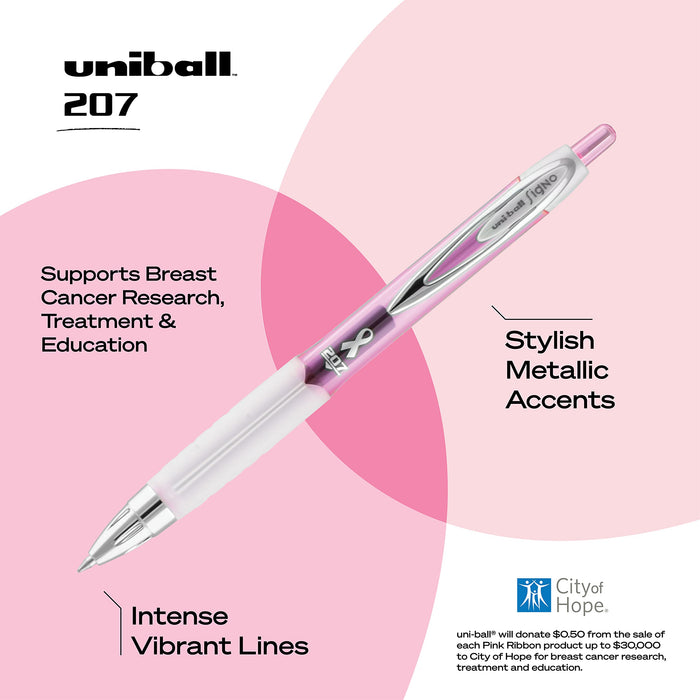 Mitsubishi Pencil Uniball 207 Retractable Gel Pen Medium Point 0.7mm Black 12 Count