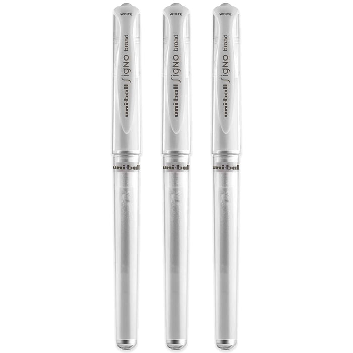 Mitsubishi Pencil Uniball Signo Bold White Gel Pen 3 Pack - Made in Japan