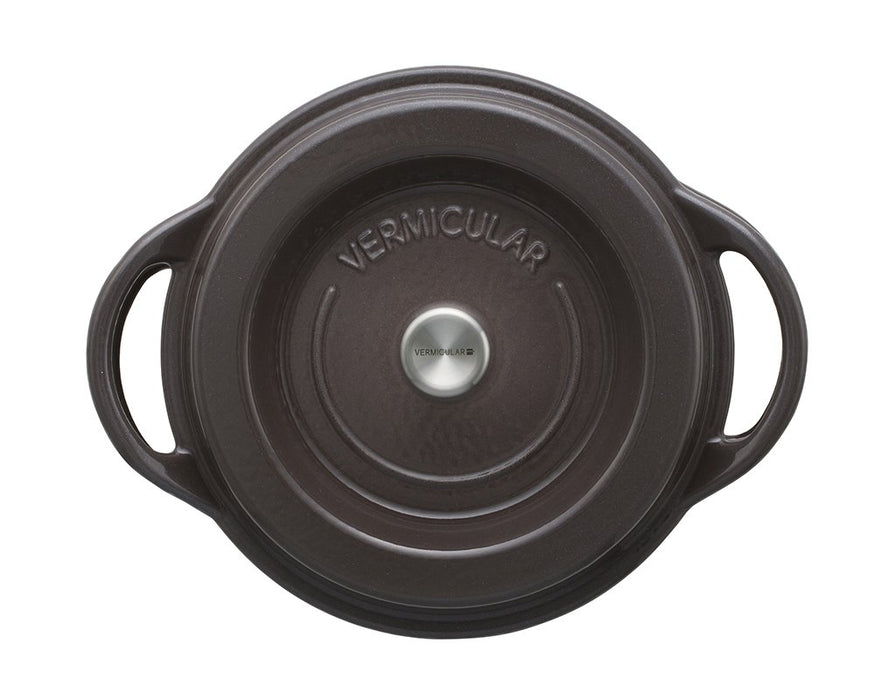 Vermicular 18cm Cast Iron Enamel Pot Pearl Brown for Waterless Cooking
