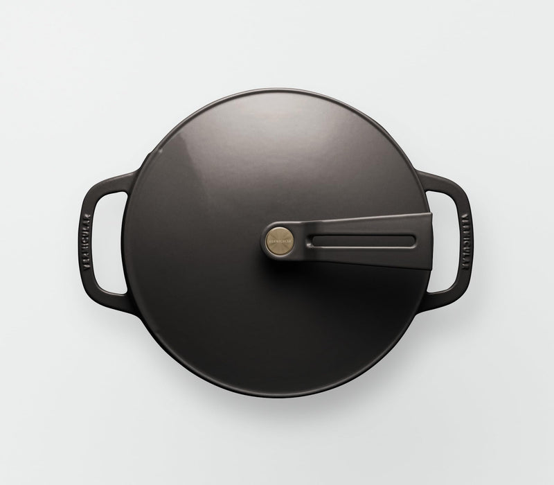 Vermicular 22cm Hazelnut Brown Cast Iron Enamel Pot with Recipe Book