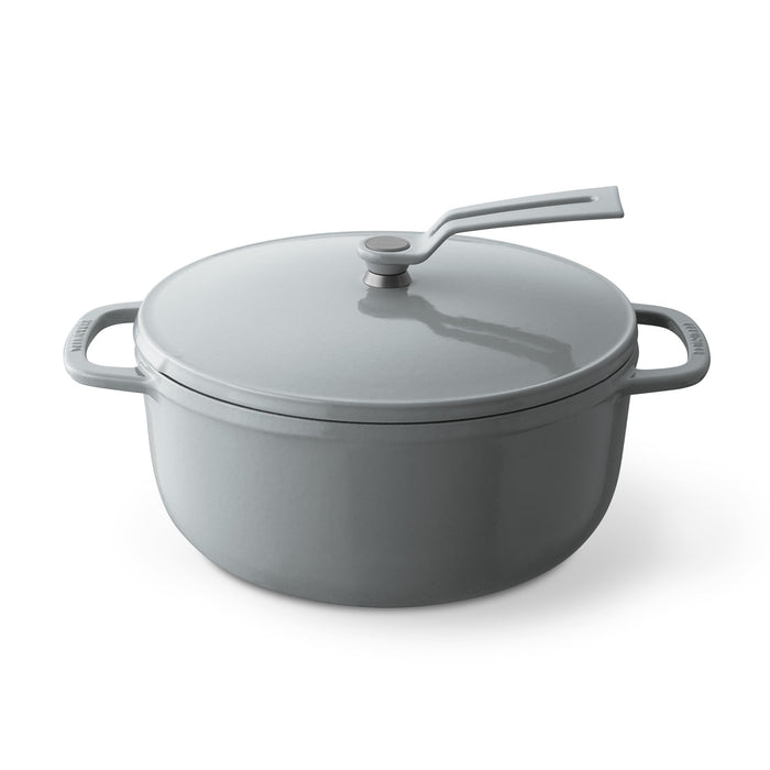 Vermicular 22Cm Cast Iron Enamel Pot Oyster Gray Waterless Cooking with Recipe Book